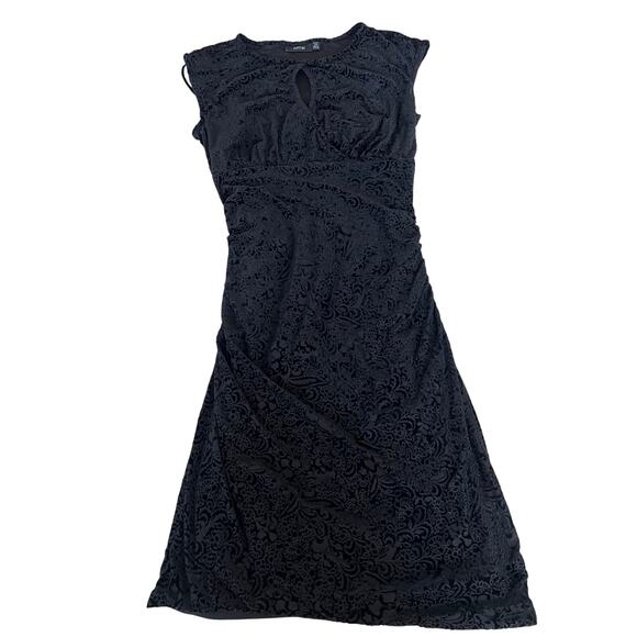 VTG Y2k Apt9 2pc dress women’s size medium petite black sheer velvet ruched slip - Picture 1 of 12